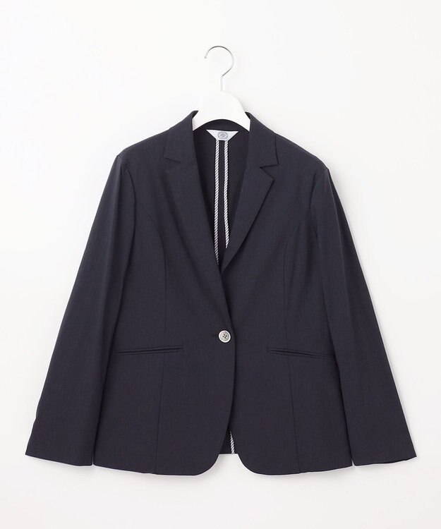 J.PRESS LADIES 【セットアップ対応】セルロースリネンストレッチ テーラード ジャケット ネイビー系
