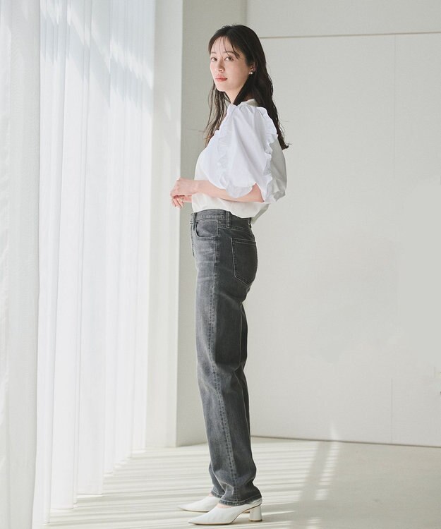 #Newans 【撥水・吸水速乾】コンビネーションフリルスリーブカットソー ホワイト系