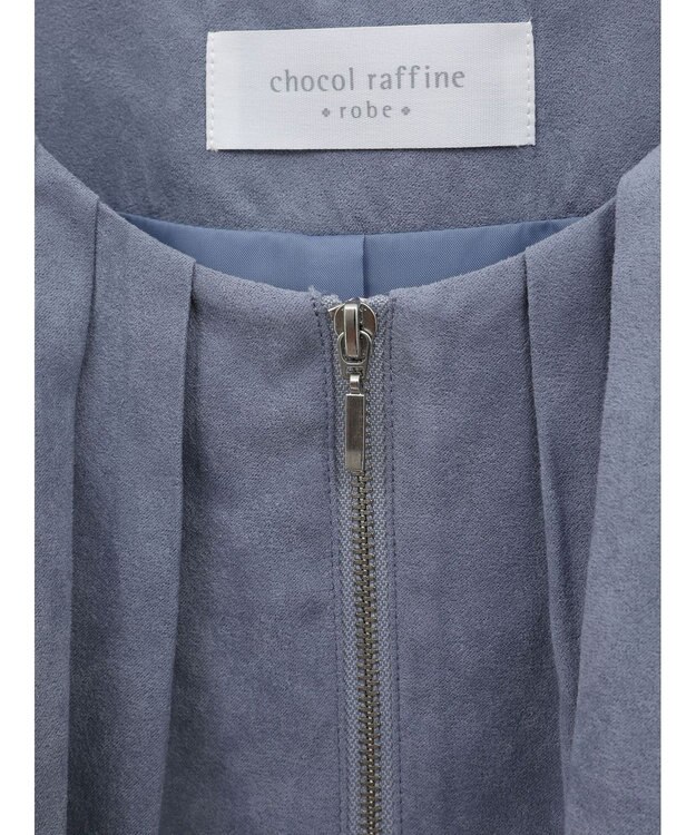 Green Parks ノーカラータックスウェード調ブルゾン Sax