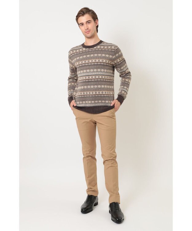 DAKS フェアアイルウールクルーネックセーター ブラウン