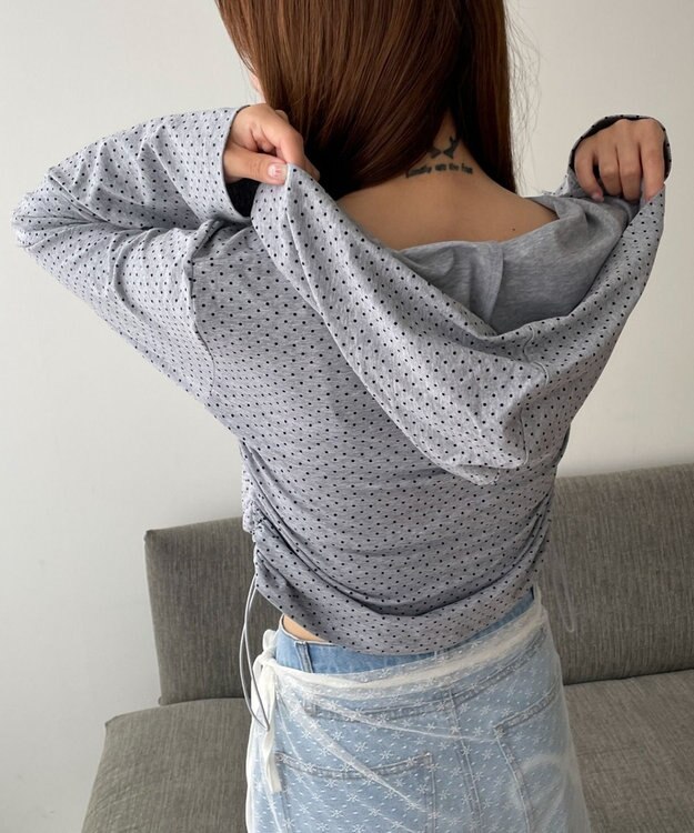 WEGO 柄Wジップパーカー ライトグレー