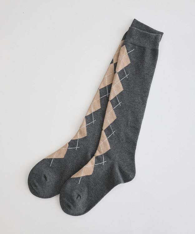 earth music&ecology アーガイルソックス Charcoal Gray