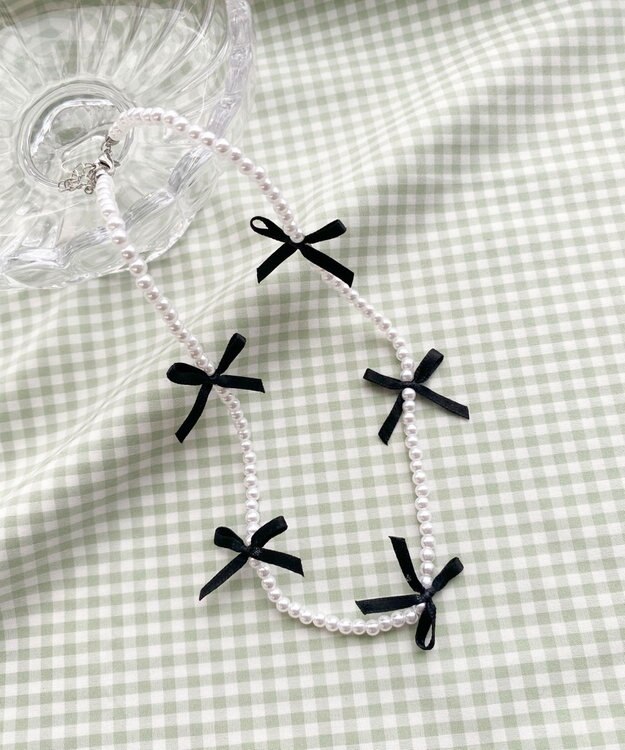 WEGO Lビーズサテンリボンネックレス 柄2