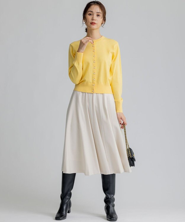 組曲 T/Rツイルストレッチ フレアスカート アイボリー系