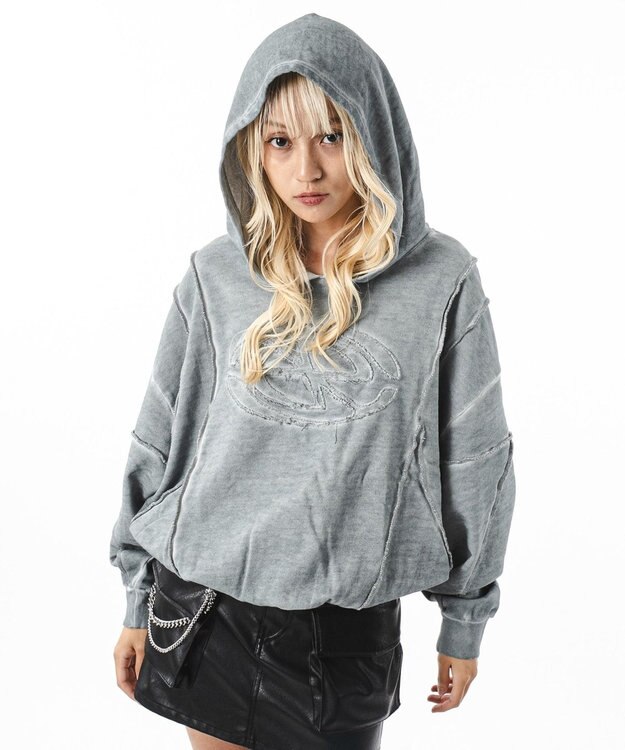 WEGO 【ユニセックス着用ITEM/MLサイズ展開】コールドダイスウィッチングプルパーカー グレー