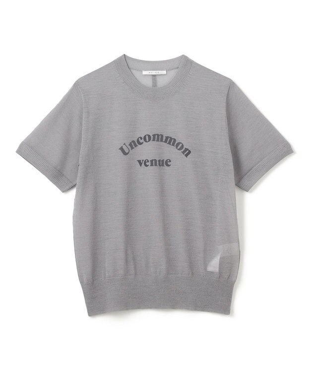 BEIGE， 【洗える・GLOW 10月号掲載】CADDO / シアーウールメッセージロゴＴニット Md.Gray