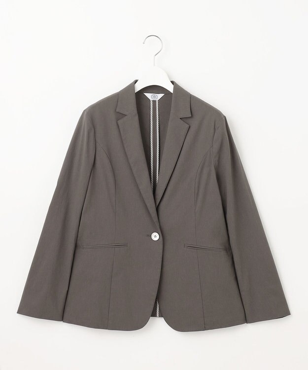 J.PRESS LADIES 【セットアップ対応】セルロースリネンストレッチ テーラード ジャケット スレート系