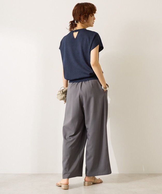 AMERICAN HOLIC 【接触冷感】ラメフレンチスリーブニットプルオーバー Navy