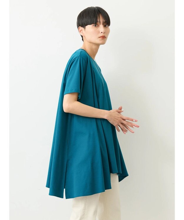 AMERICAN HOLIC キレイｃｏｔｔｏｎ切替ヘムカットチュニック Blue Green
