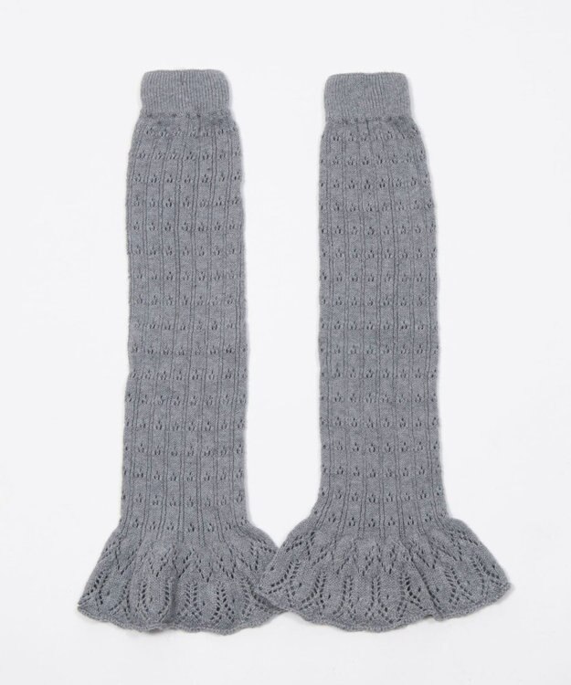 WEGO 透かし編みフリルレッグカバー グレー