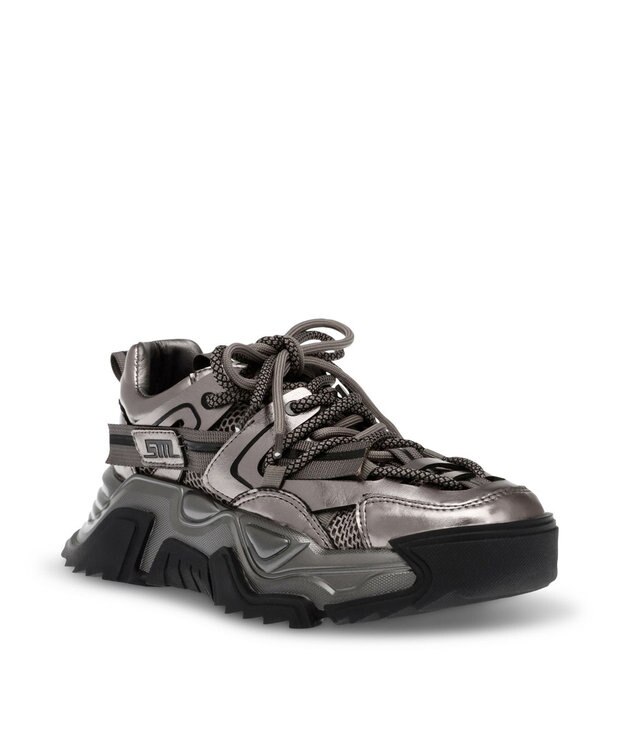 STEVE MADDEN KINGDOM ボリュームソールダブルレースアップスニーカー ガンメタル
