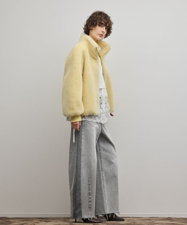 GRACE CONTINENTAL ウールボアスタンドカラージャケット イエロー