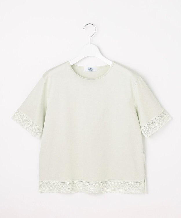 J.PRESS LADIES 【一枚で着映え】コットンスムース レース カットソー ライトミント系