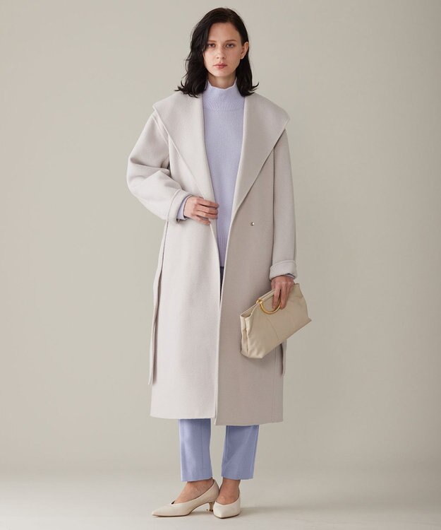 自由区 S ウールリバーロング コート グレージュ