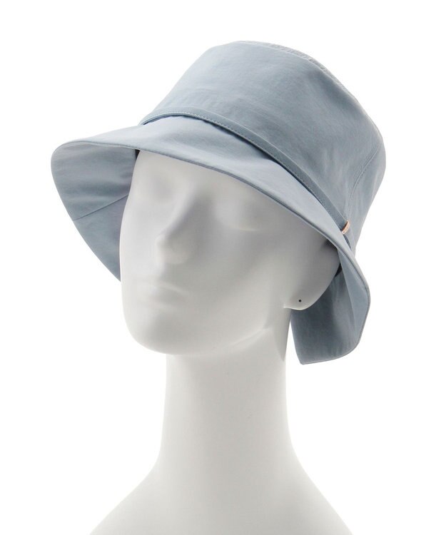 MOONBAT 【遮光100％/遮熱/UVカット】FURLA(フルラ)小ツバ 後ろ割れ バケットハット 帽子 無地 チャーム付き 手洗い可能/サイズ調整可能 ペールスカイ