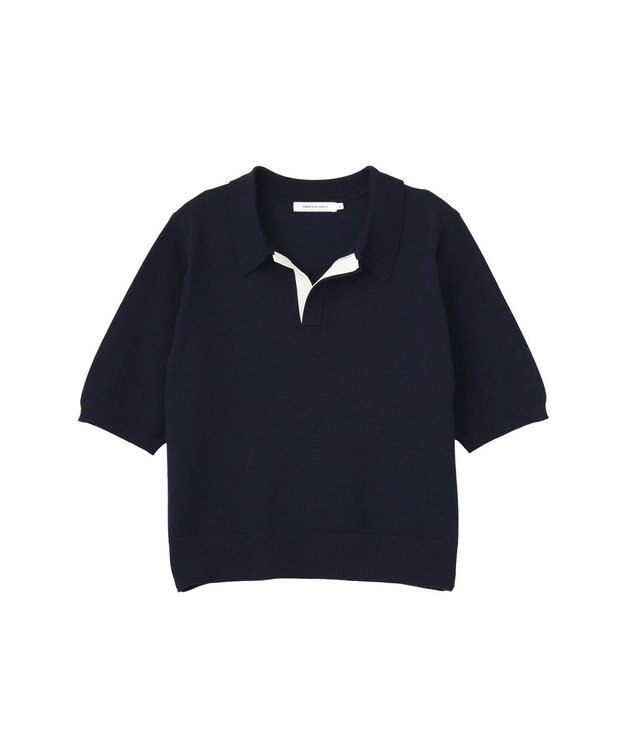 AMERICAN HOLIC 襟付き配色ニット Navy