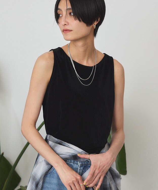AMERICAN HOLIC シアーベロアタンクトップ Black