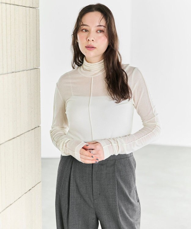 #Newans 【ストレッチ】【カシミヤ混】カシミヤシルクジャージー ホワイト