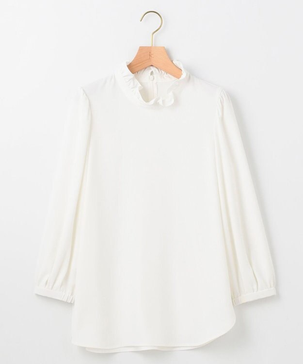 組曲 【KUMIKYOKU NAVY】ジョーゼットシフォン スタンドフリルブラウス パールホワイト系