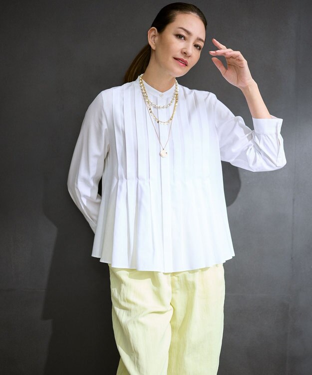 自由区 【カタログ掲載】ドレープブロードタック ブラウス オフ