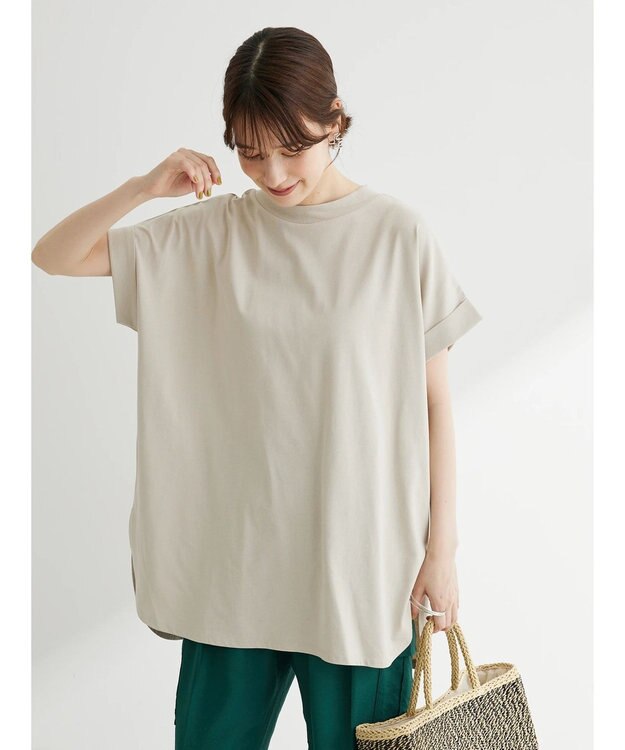 Green Parks 汗じみ防止Ｗカフスフレンチチュニック Off White