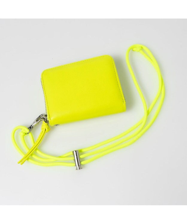UNBILLION ペルケ perche / 蛍光レザーストラップ付き・ジャバラカードウォレット イエロー
