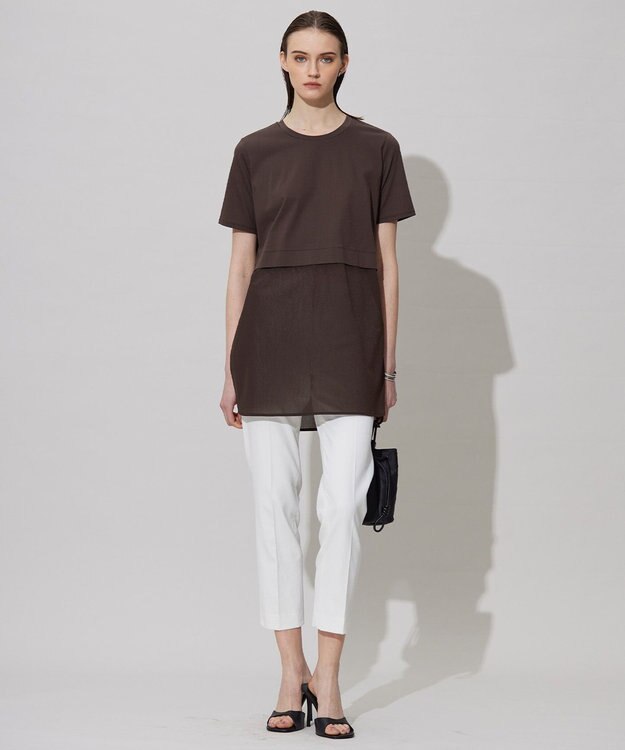 ICB L 【人気のため新色追加・UVケア・洗える】シアージャージーコンビ カットソー チョコレート系