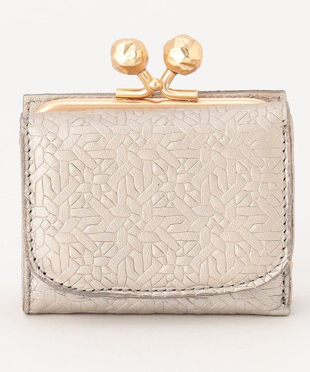 UNBILLION perche 抗菌レザー型押し外がまミニウォレット シルバー