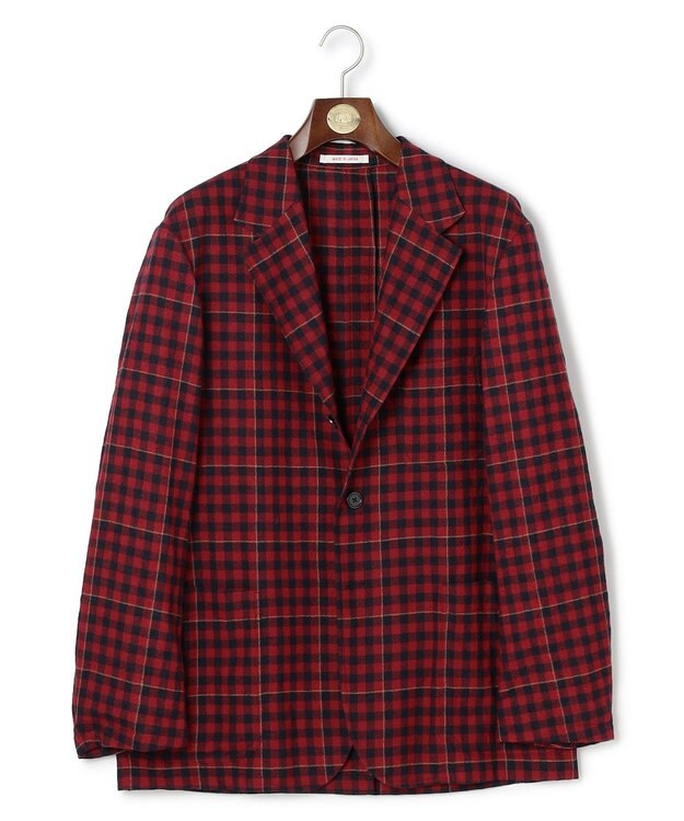 J.PRESS MEN 【J.PRESS ORIGINALS】Wool Nylon Refine Tartan Check 3B Sack Jacket / Japan Made レッド系4