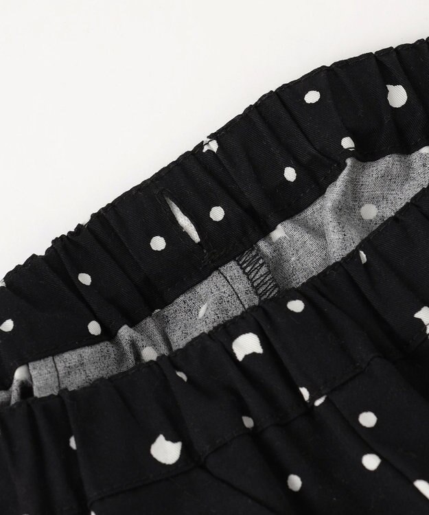 ANY KIDS 【洗濯機可能】スカラップショートパンツ ブラック（ネコ×ドット）