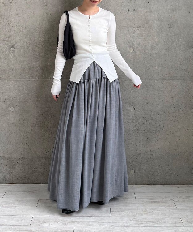 #Newans 【LEE掲載アイテム】ダブルギャザーロングスカート グレー