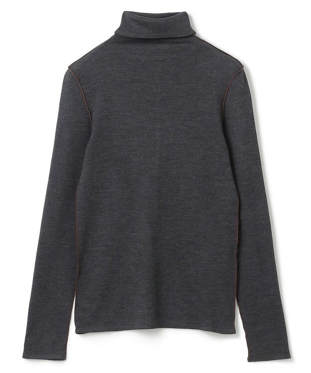 BEIGE， 【洗える・GISELe 10月号掲載】FORD / ウール配色メローハイネックカットソー Charcoal