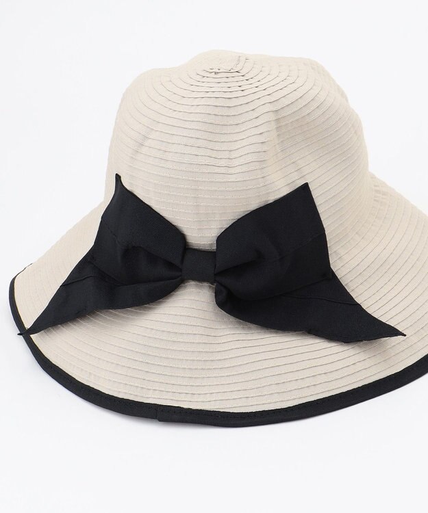 ANY SIS 【クリップ付き】グログランリボン ハット ライトベージュ