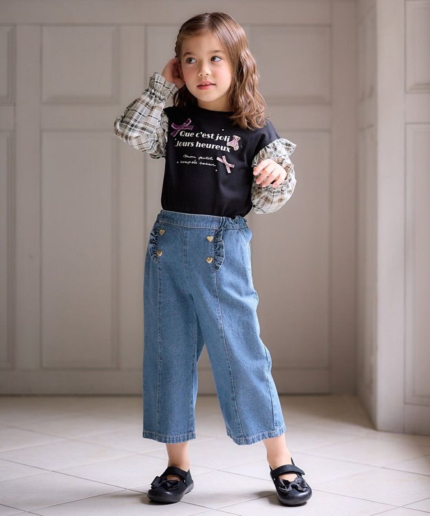 ANY KIDS デニム ワイド パンツ ブルー系デニム