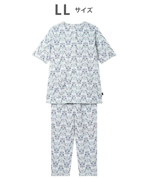 WACOAL パジャマ 綿100%(本体) 天竺素材 ミントン 5分袖 半袖 長ズボン レディース NDT167 /ワコール ホワイト