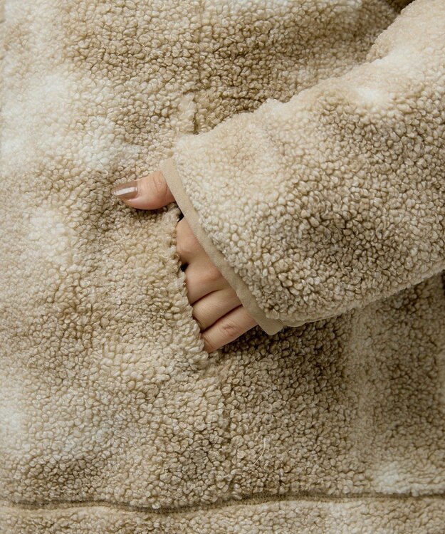 Green Parks スタンドボアジャケット Beige