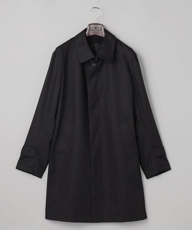 GOTAIRIKU 25年新作/3シーズン対応【防水/軽量/シワになりにくい】メランジカルゼ ステンカラーコート_無地 ブラック系
