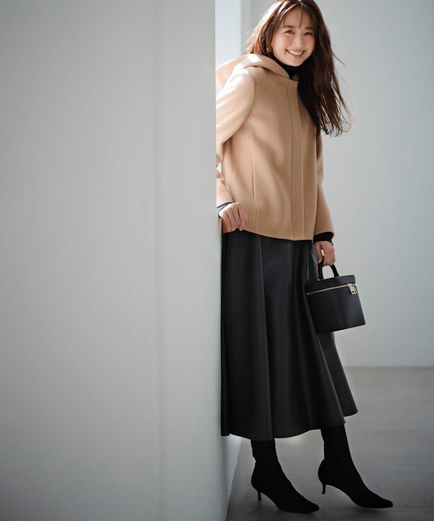 uncrave 【手洗い可】ウォッシャブルエコレザー スカート（uncrave WHITE） ブラック