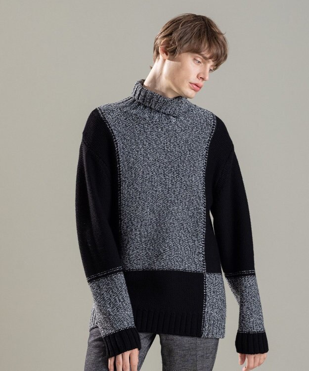 JOSEPH HOMME メリノブロック　ニット ブラック系