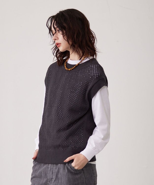 J.PRESS YORK STREET 【WOMEN】コットンコードベスト グレー系