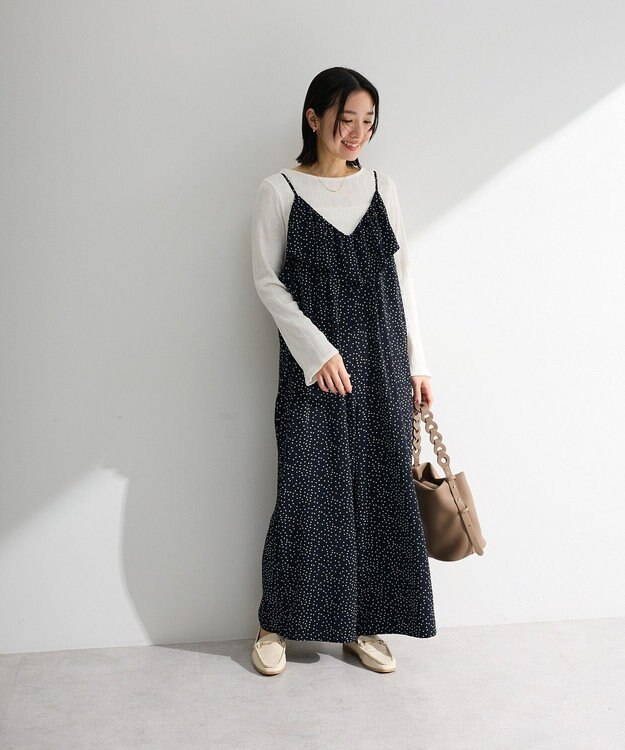 Green Parks フリルサロペット Dot Navy