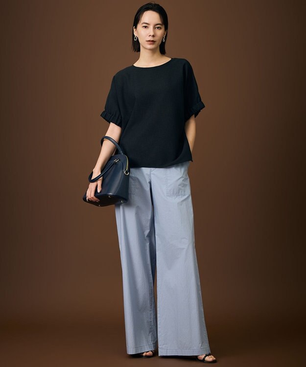 自由区 L 【人気素材・新色追加】ラスティックメッシュドルマンスリーブ Tブラウス ［新色］ブラック