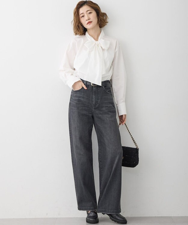 23区 L 【滝沢眞規子さん着用/Oggi掲載】ストレッチライトタイプライター 2WAY ボウタイブラウス アイボリー系