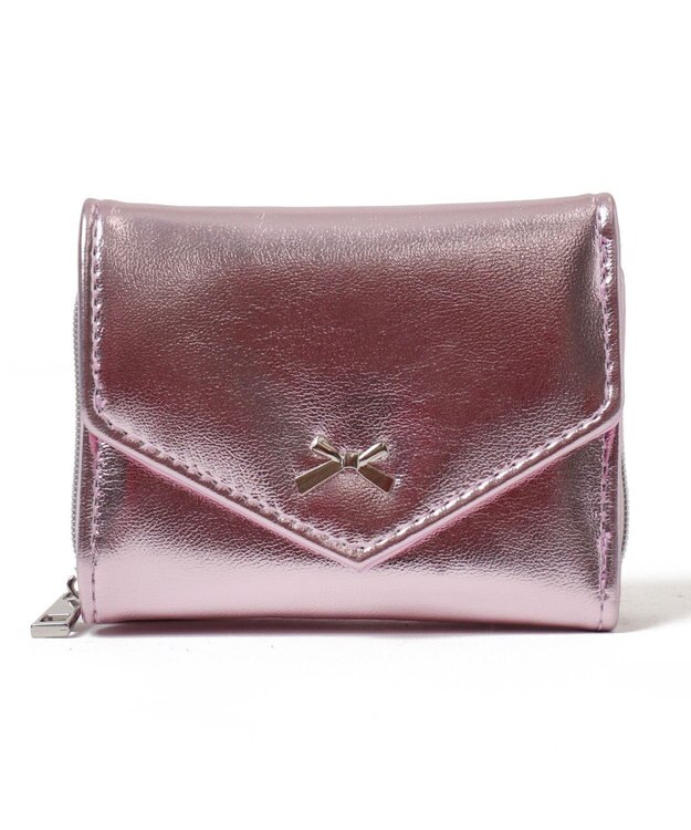 WEGO メタルリボンレターフラップウォレット ピンク