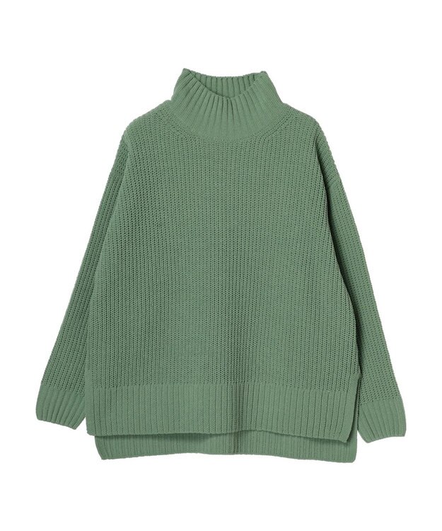 Green Parks ｍｏｋｏモール畦ニット前後差プルオーバー Mint
