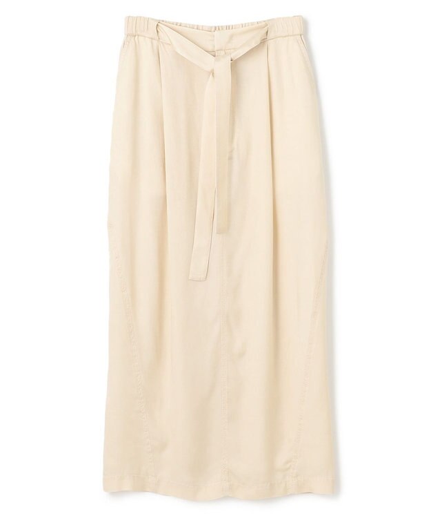 BEIGE， 【洗える】PAWPAW / ウエストリボンタックスカート Meringue