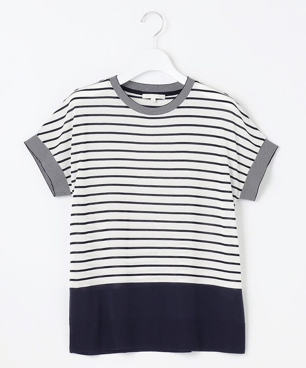 自由区 L 【WEB限定・洗える】ニットソーボーダー トップス ネイビー×オフ