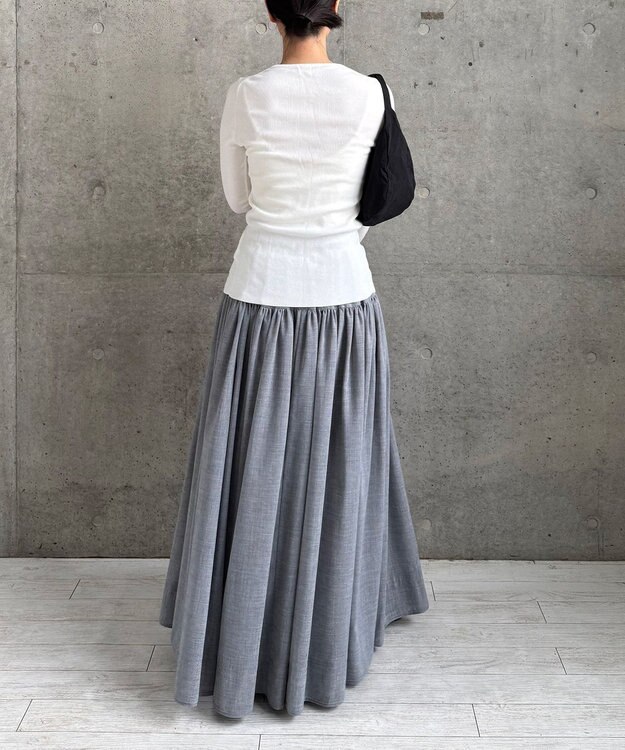 #Newans 【LEE掲載アイテム】ダブルギャザーロングスカート グレー