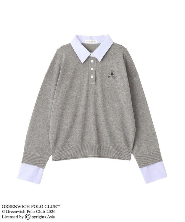 Green Parks GREENWICH POLO CLUB(TM)布帛ドッキングポロニットプルオーバー Gray