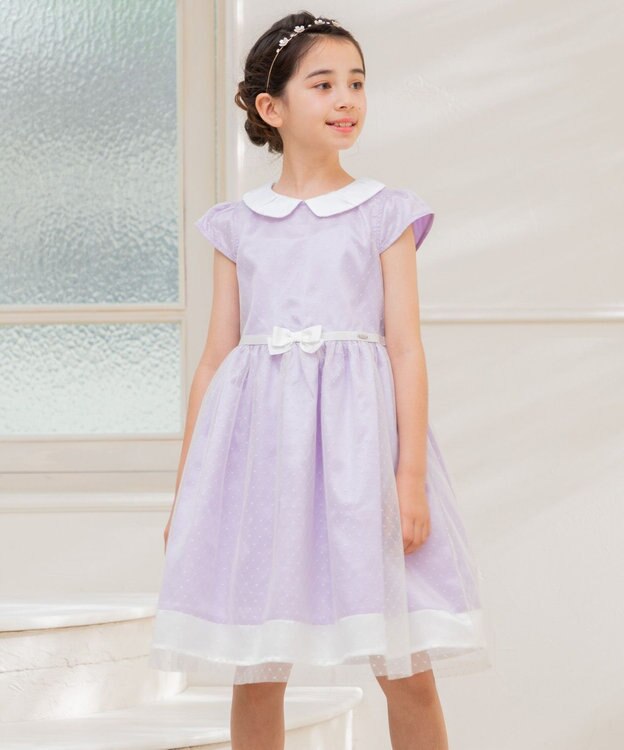 組曲 KIDS 【150-160㎝】チュールドット ドレス ラベンダー系5